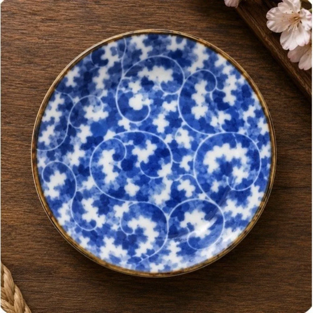 Japanese Blue And White Porcelain Tea Cup Saucer Set, Arita Style Floral 4